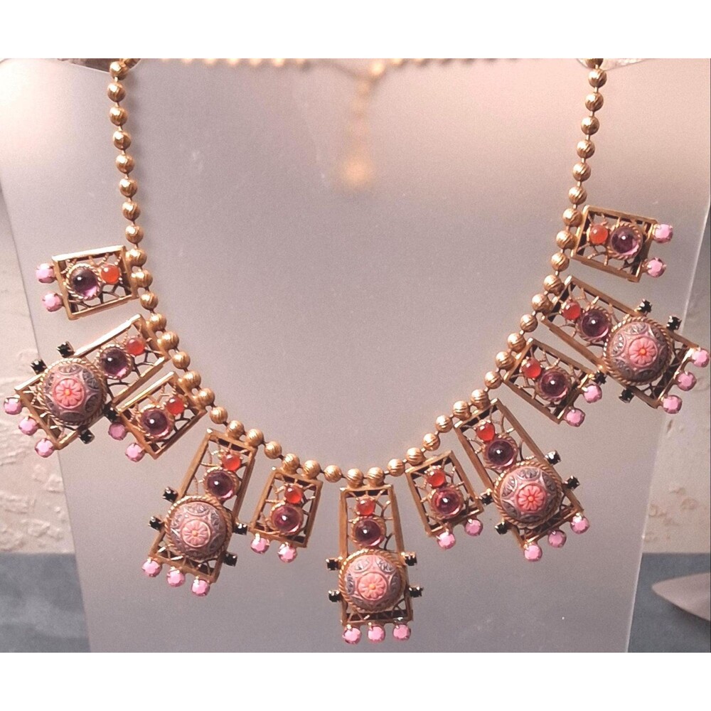 Juliana Moroccan Matrix Necklace Amethyst Carnelian Glass - Picture 3 of 14